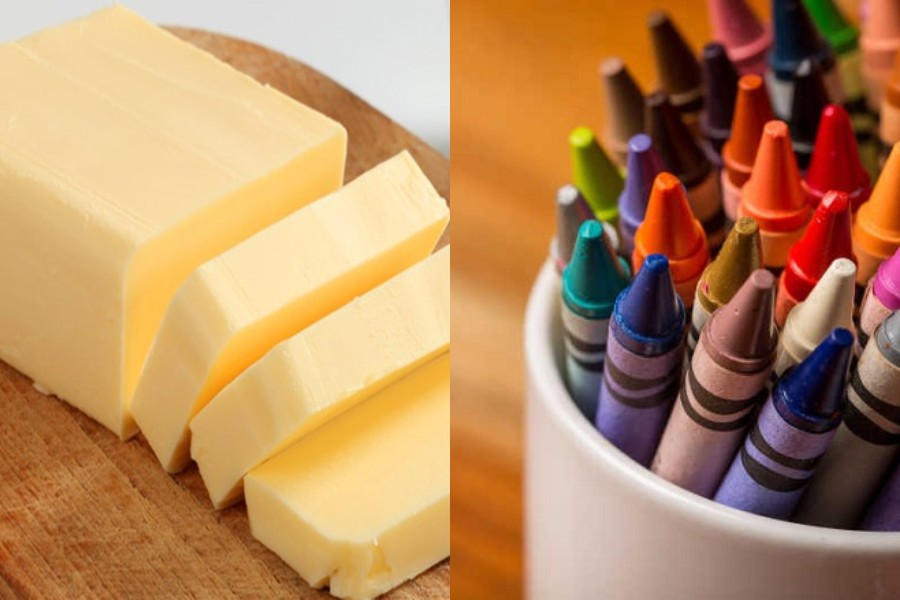 nguyên liệu làm làm sáp thơm phòng bằng bút màu và bơ